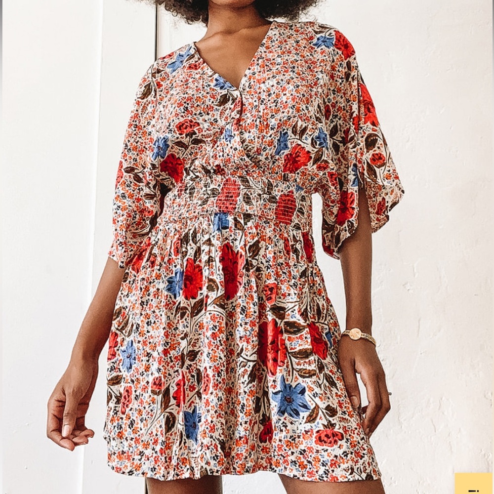 Amaze White Floral Print Mini Dress size medium